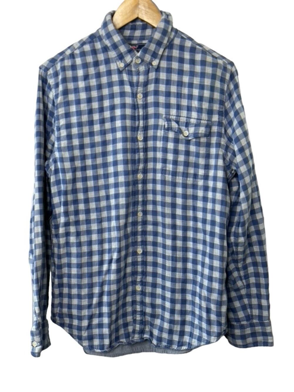 Vineyard Vines Crosby Shirt Cotton Blue & White Check Print Button Down Shirt M